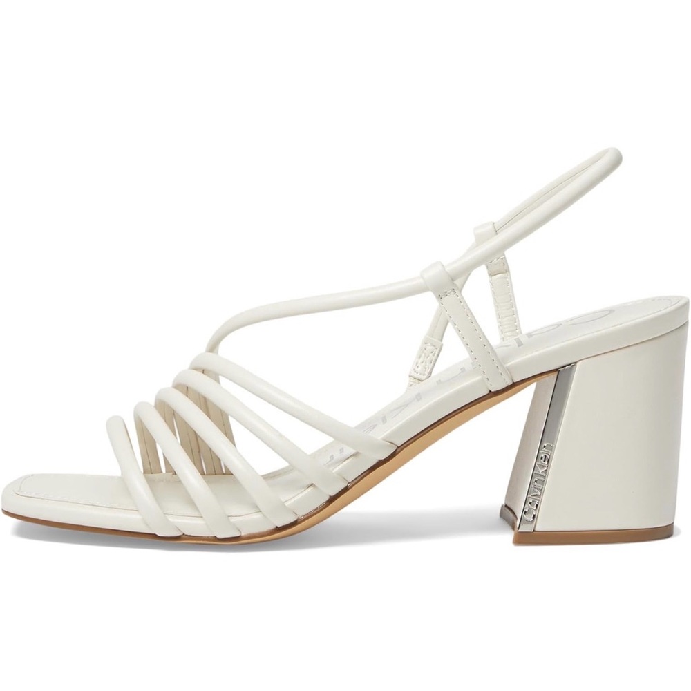 Calvin Klein Cream Strappy Block Heels Ivory Size 6 - Picture 3 of 5